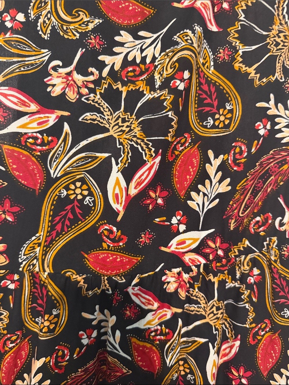 Margaux Riviera Black Paisley Tiered Floral Maxi Dress with Red & Gold Motifs - Picture 6 of 9
